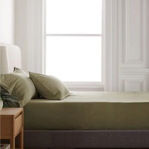 QUINCE European Linen Fitted Sheet King Aloe 6323